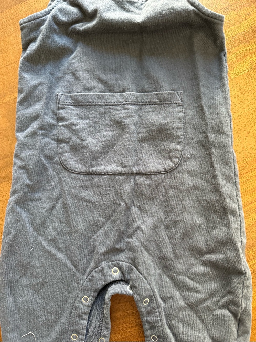 Navy Sleeveless Toddler Overalls with Front Pocket - Picture 3 of 4